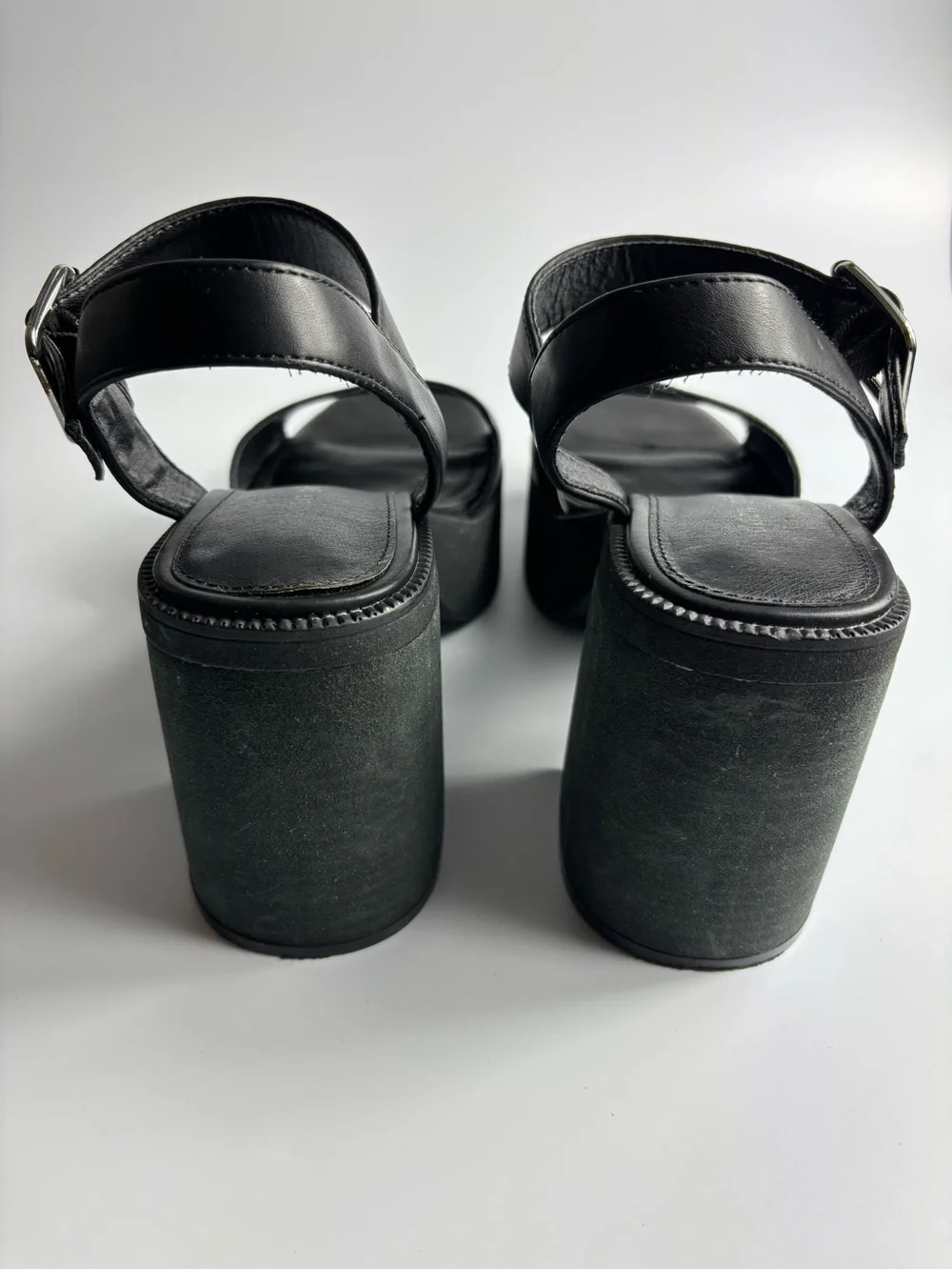 Madden Girl Black Platform Chunky Block Ankle Strap Open Toe Heels Women Sz 8.5M